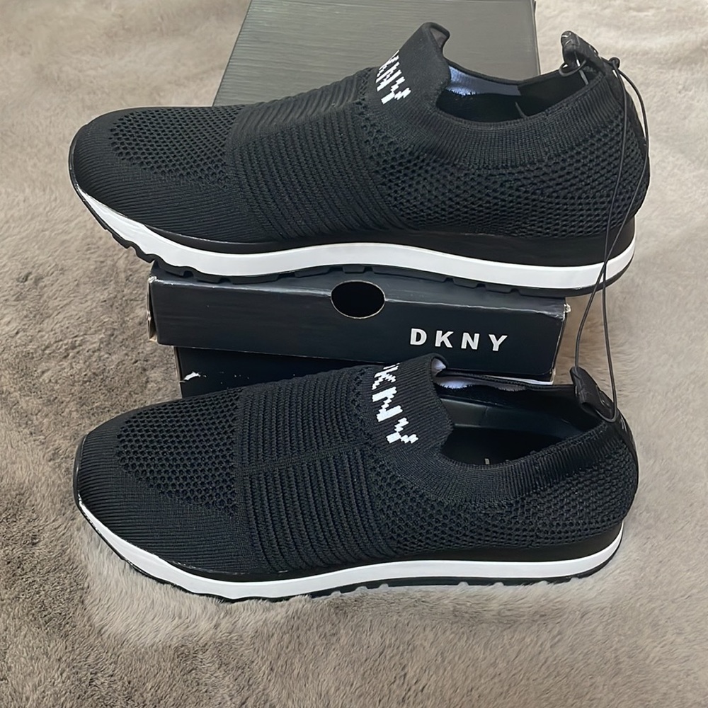 DKNY Black Knit Platform Sneakers